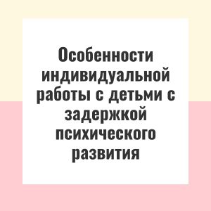 Особенности индивидуальной работы с детьми с задержкой психического развития